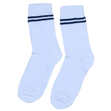 LWS White Socks With Two Blue Bands